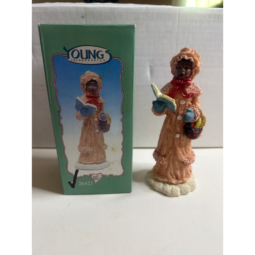 Vintage‎ 1996 Young's Inc Black Woman Caroler Figurine Christmas Decor 26421